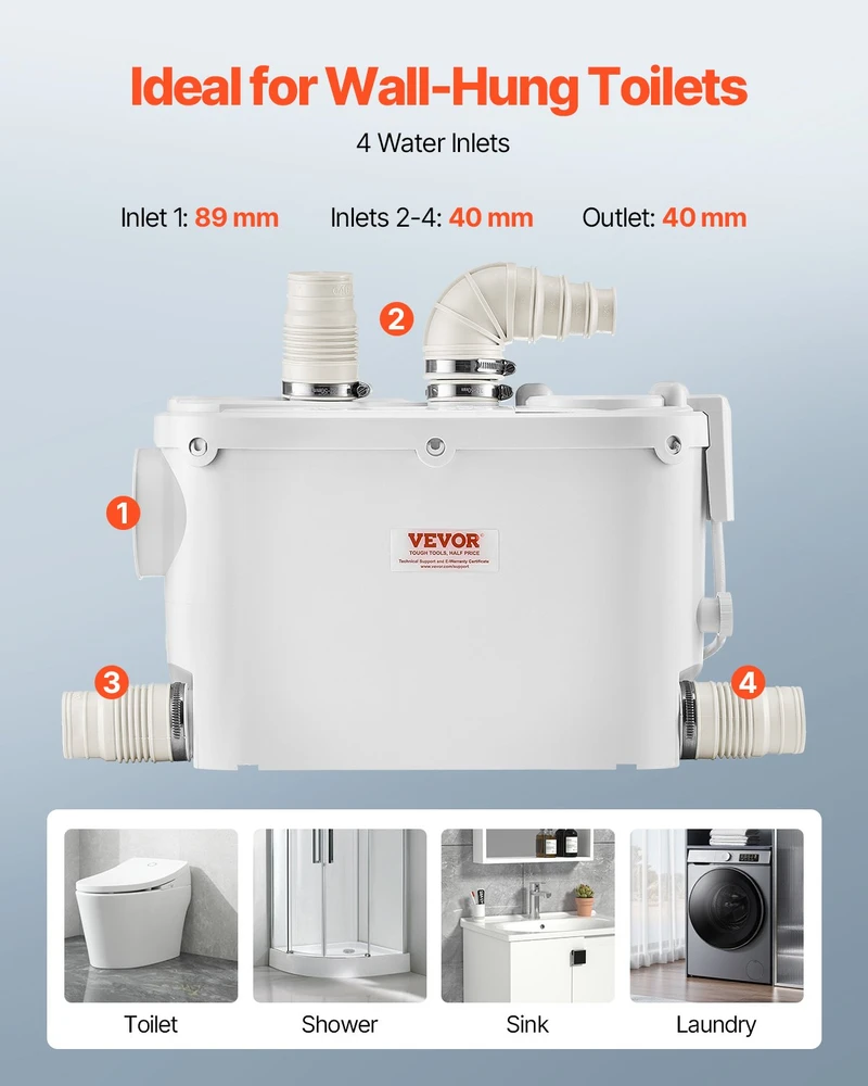 Smulkinimo siurblys vonios nuotekoms 500 W. pakėlimo aukštis 8 m. debitas 6600 l/val
