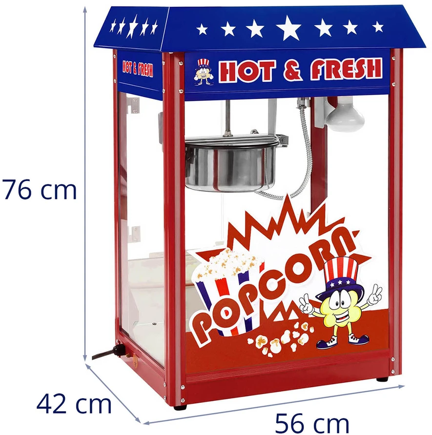 Spragėsių gaminimo aparatas Profesionali Popcornų Gaminimo Mašina 1600w su Vežimėliu