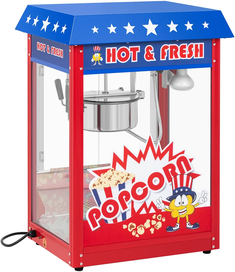 Spragėsių gaminimo aparatas Profesionali Popcornų Gaminimo Mašina 1600w su Vežimėliu