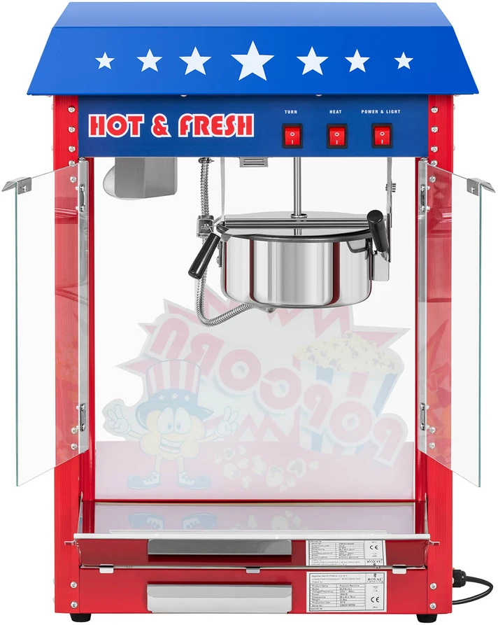 Spragėsių gaminimo aparatas Profesionali Popcornų Gaminimo Mašina 1600w su Vežimėliu