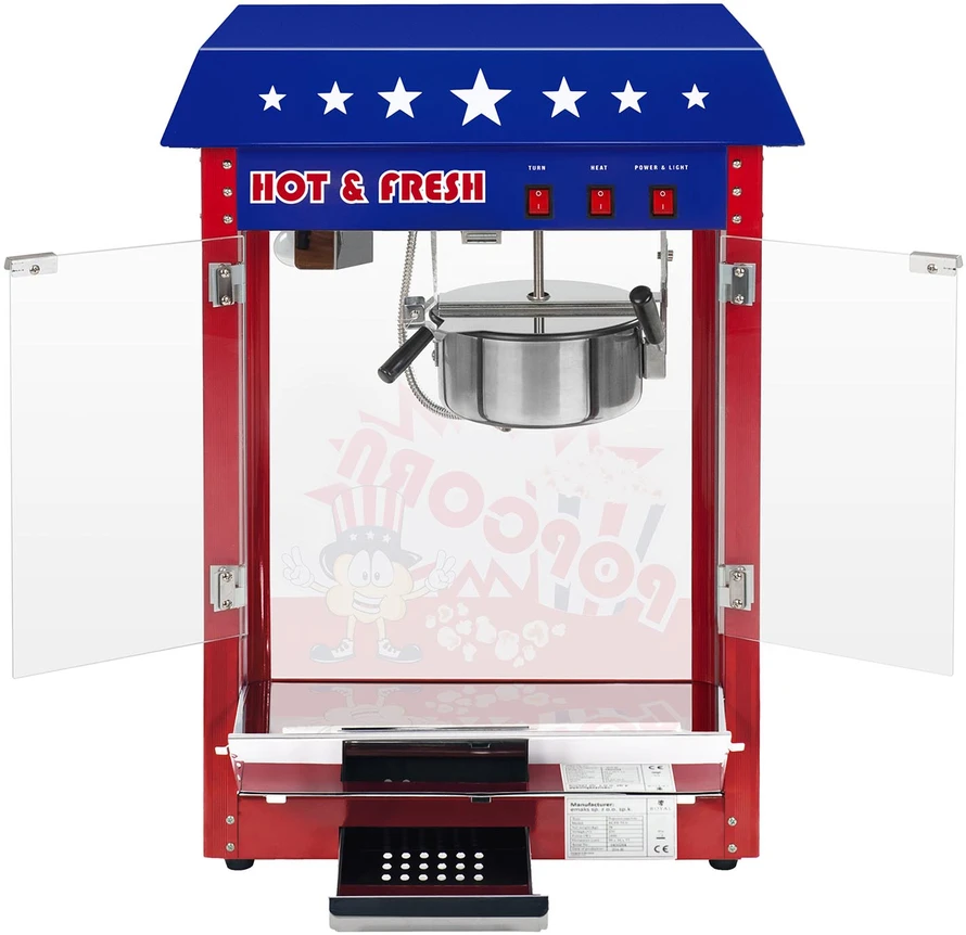 Spragėsių gaminimo aparatas Profesionali Popcornų Gaminimo Mašina 1600w su Vežimėliu