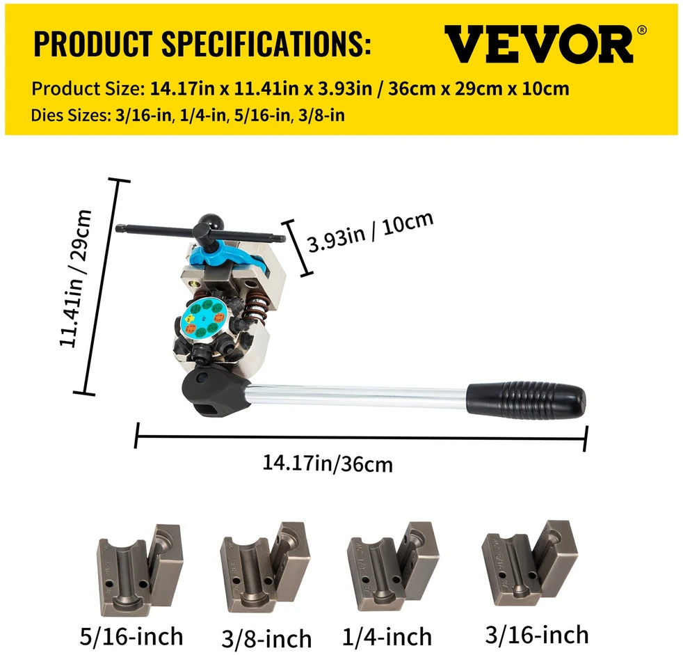 Stabdžių vamzdelių išplėtimo įrankis. 4.75/6.35/8/9.5 mm. vienguba/dviguba