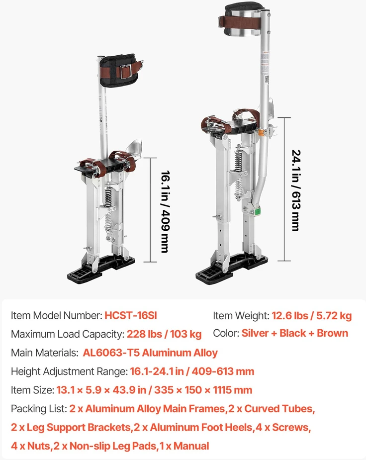 Statybinės kojos dailidėms. reguliuojamas aukštis 409-613 mm. keliamoji galia 103 kg