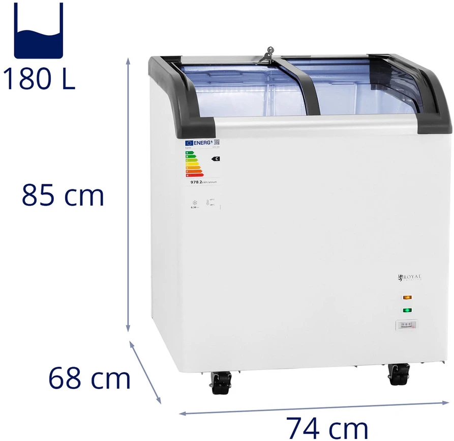 Stiklinė šaldymo dėžė ledams ir šaldytiems produktams 180 l