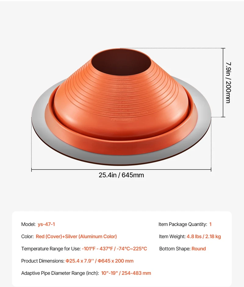 Stogo vamzdžio manžetė. vamzdžiams Ø254-483 mm. silikoninė. -74°C/+225°C. raudona