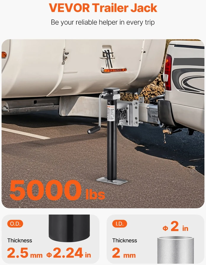 Sukamas priekabos keltuvas dinaminė apkrova 2267 kg (5000 lbs) kėlimas 292-653 mm su varžtais
