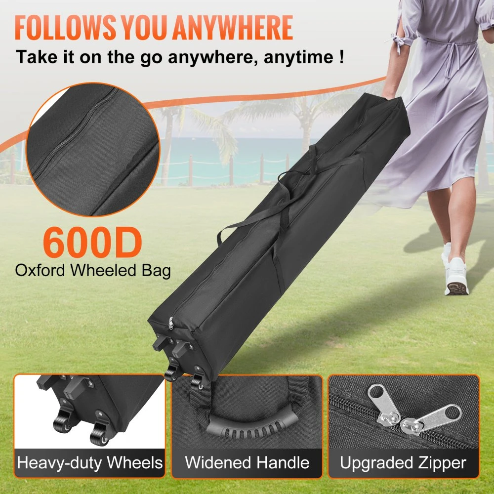 Sulankstoma pavėsinė su šoninėmis sienelėmis 3x3 m reguliuojamas aukštis su ratukų krepšiu juoda