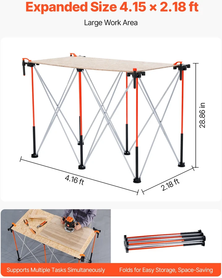 Sulankstomas darbo stalo rėmas 1266 x 665 mm. keliamoji galia 1135 kg. be montavimo. garažui ir dirbtuvėms
