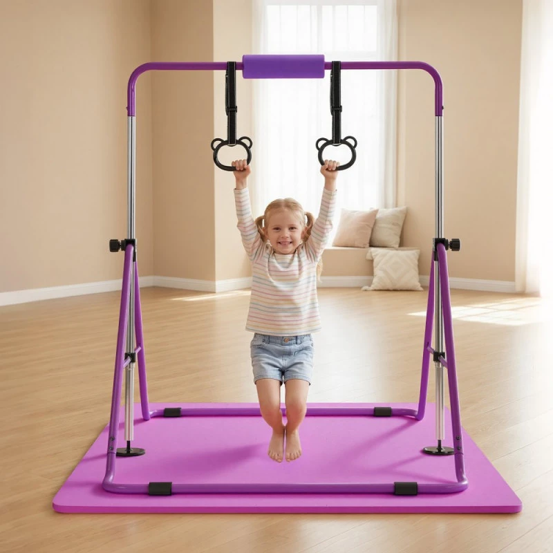 Sulankstomas gimnastikos skersinis vaikams iki 63.5kg su kilimėliu violetinis