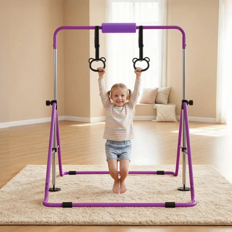 Sulankstomas gimnastikos skersinis vaikams iki 63.5kg reguliuojamas aukštis violetinis