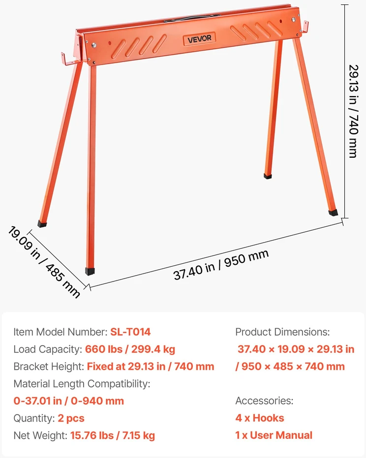 Sulankstomas malkų pjovimo ožys. 2 vnt.. keliamoji galia 299.4kg. neslystančiais paminkštinimais
