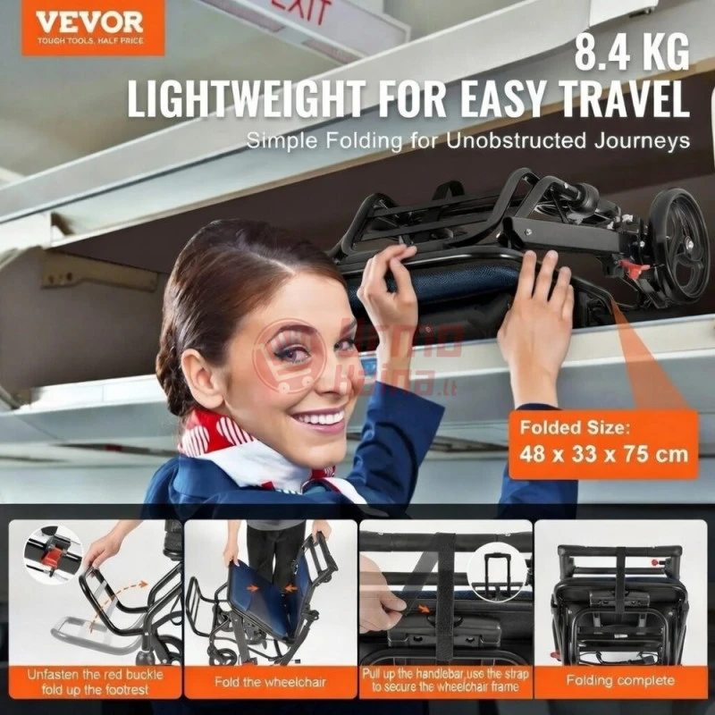Sulankstomas neįgaliųjų vežimėlis VE01 100kg