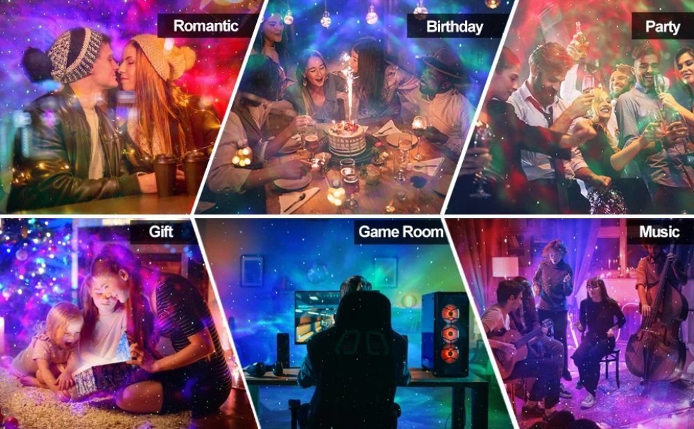 Šviesos efektas su lazeriu BERIMAX 7RP-9HK RGB 6 W 14 režimų ir laikmatis