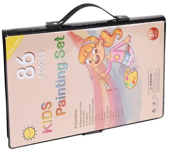 Tapybos-piešimo rinkinys lagaminėlyje 86 vnt.