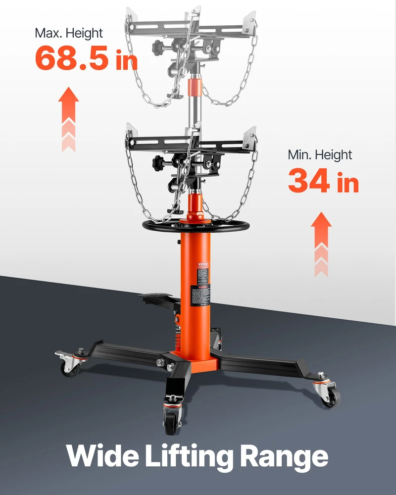 Teleskopinis hidraulinis transmisijos keltuvas 600 kg su pedalu 360° ratuku aukštis 81-170 cm