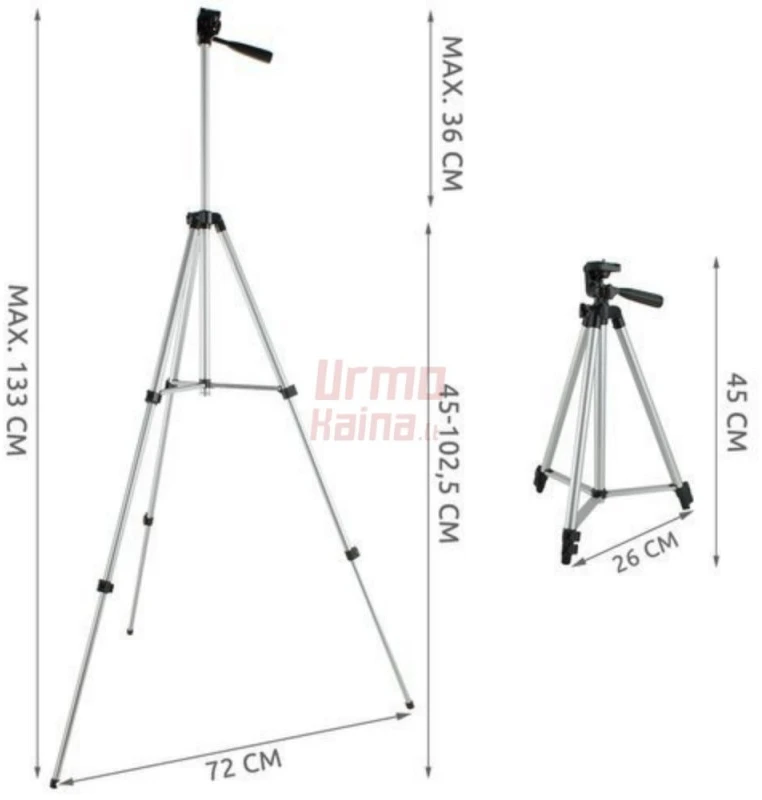 Teleskopinis trikojis stovas telefonui MK1 133 cm
