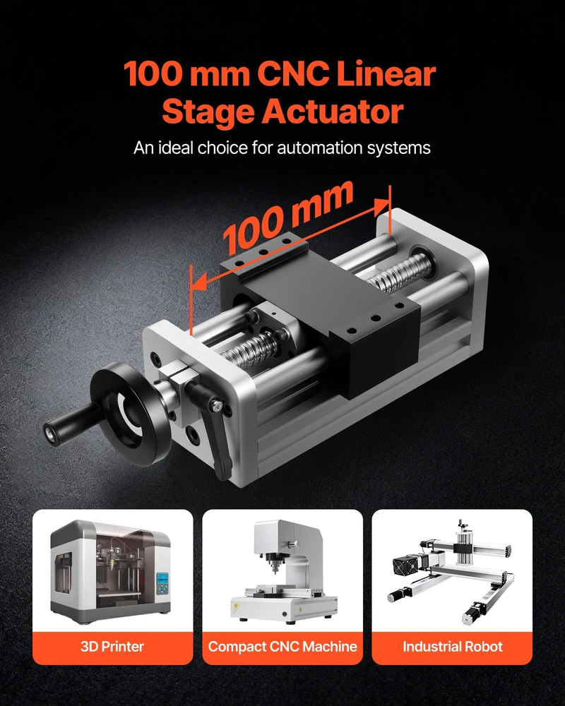 Tiesiaeigis pavaros aktuatorius eiga 100mm rutulinis sriegis dvigubas