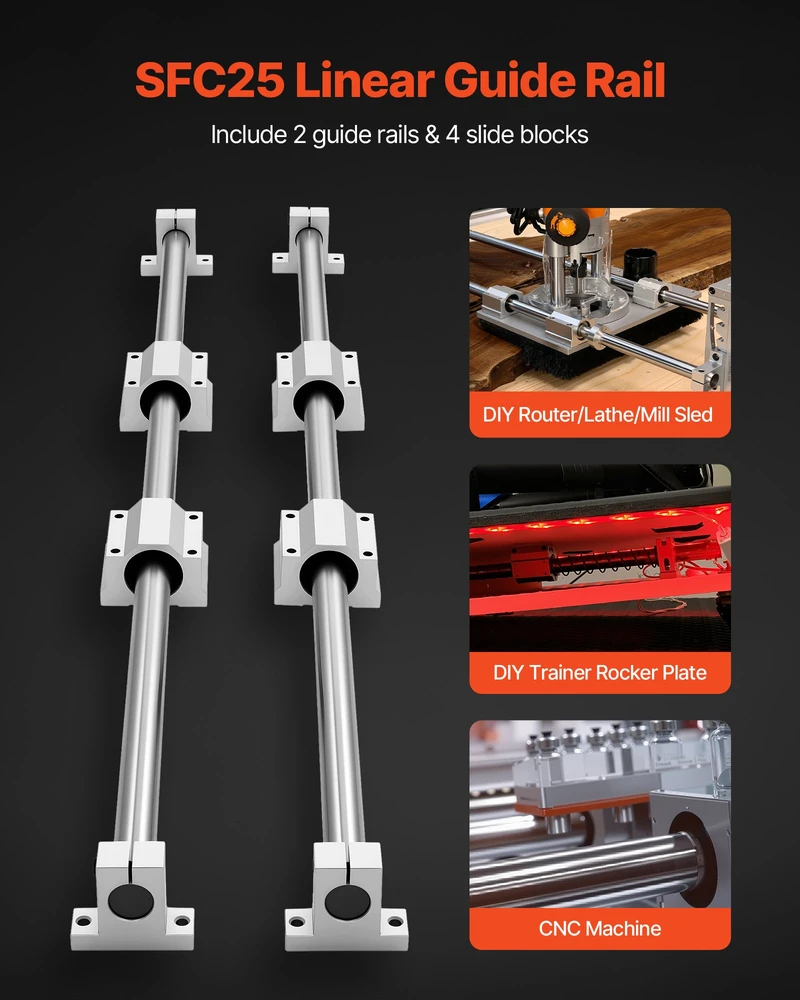 Tiesiaeigių kreipiančiųjų komplektas SFC25 2 vnt. 1000mm 4 slydimo blokai