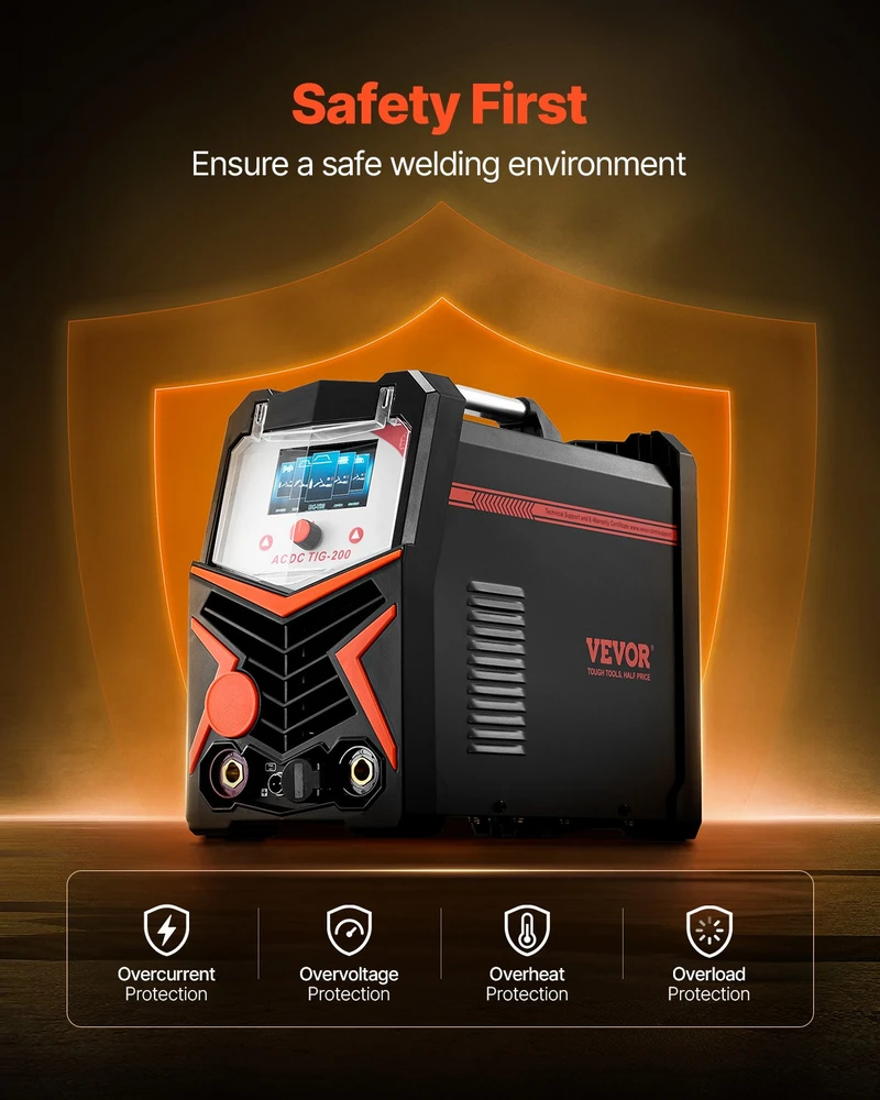 TIG suvirinimo aparatas 200A TIG AC/DC/impulsinis LED ekranas