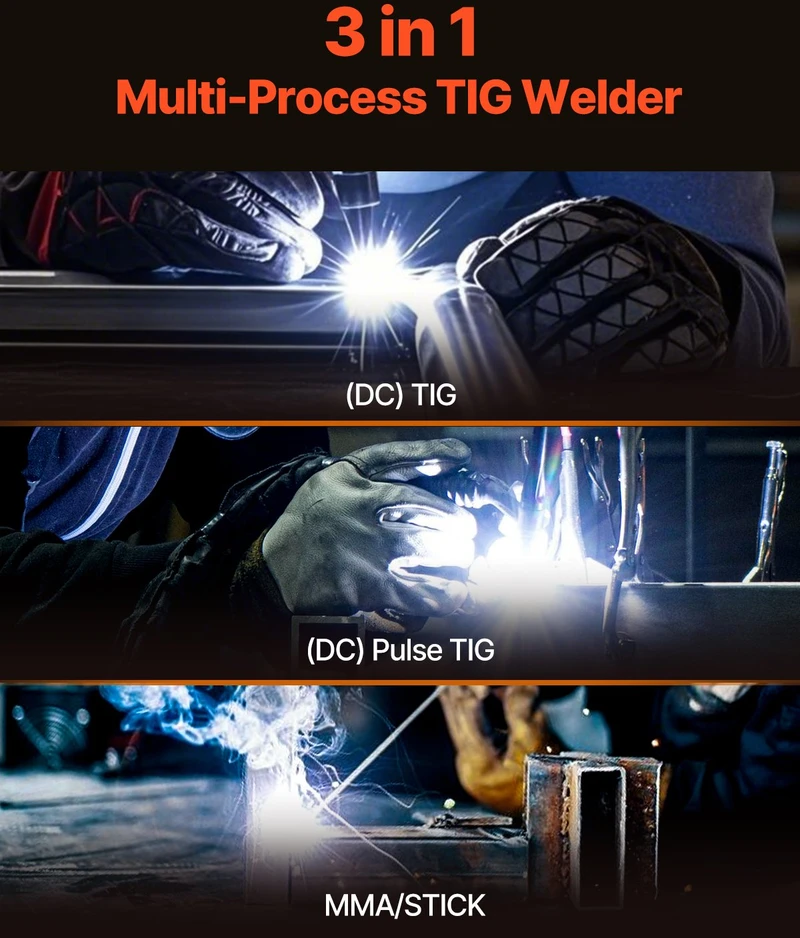 TIG suvirinimo aparatas 205A TIG DC/impulsinis DC/MMA