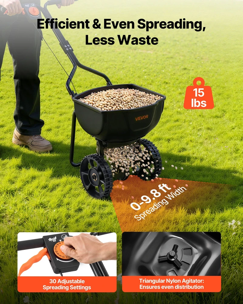 Traktoriaus priekabos sėjamoji/barstytuvas. barstymo plotis 3 m. ratų skersmuo 254 mm