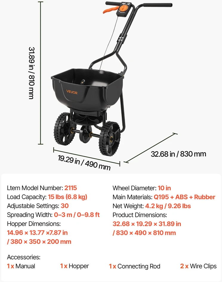 Traktoriaus priekabos sėjamoji/barstytuvas. barstymo plotis 3 m. ratų skersmuo 254 mm