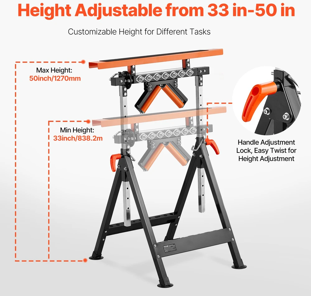 TV staliukas Ritininis atramos stovas. apkrova 200 kg. reguliuojamas aukštis 838–1270 mm. pjūklams