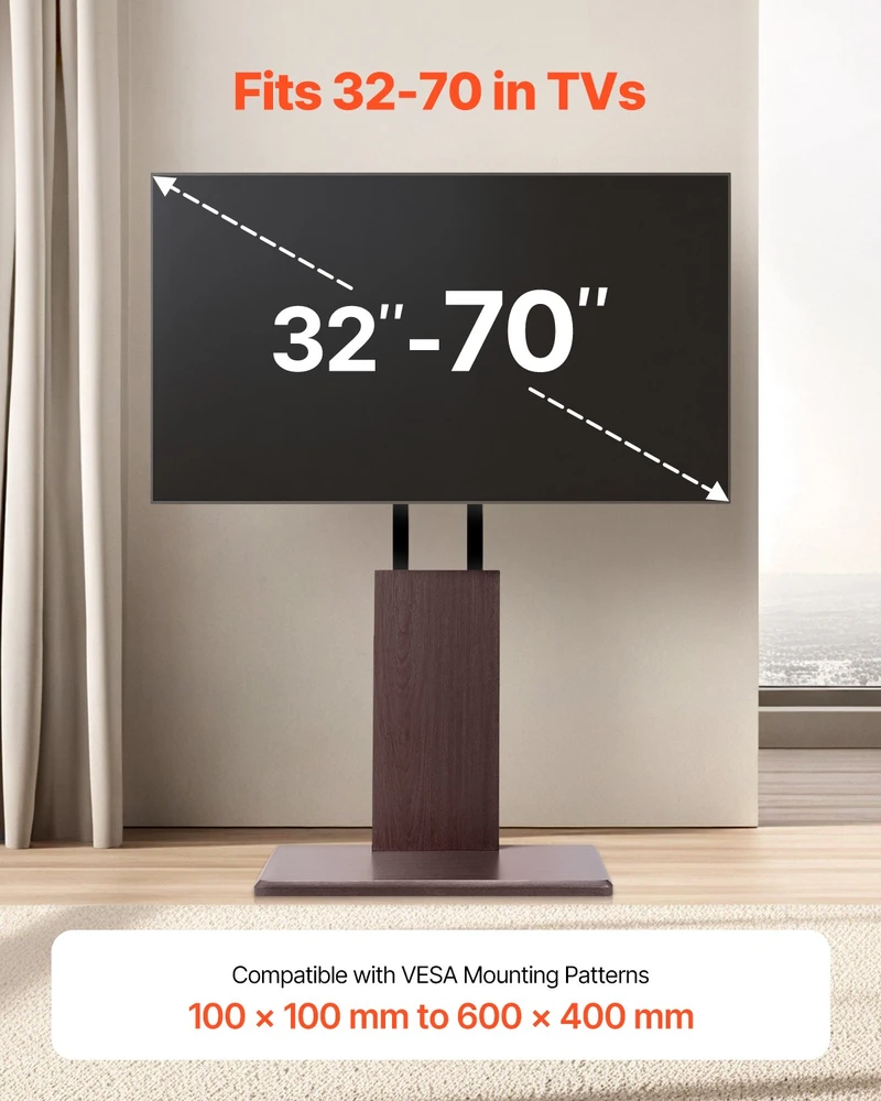 Laikiklis TV stovas ekranams 812.8–1778 mm. apkrova 45 kg. pasukamas ±15°. reguliuojamas aukštis