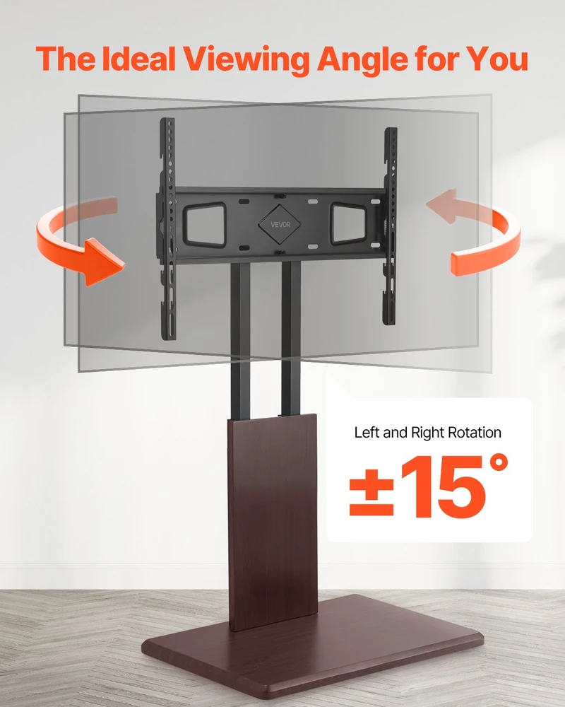 Laikiklis TV stovas ekranams 812.8–1778 mm. apkrova 45 kg. pasukamas ±15°. reguliuojamas aukštis