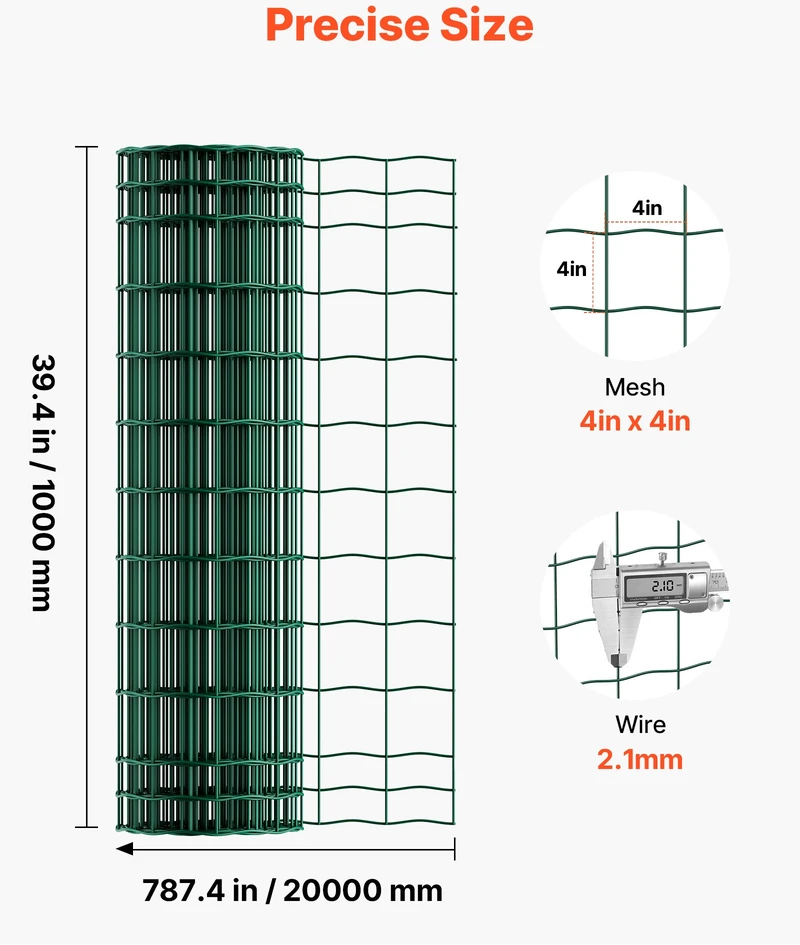 Tvoros tinklo ritinys 1x20 m. cinkuoto plieno vielos 2.1 mm. gyvuliams. žalias