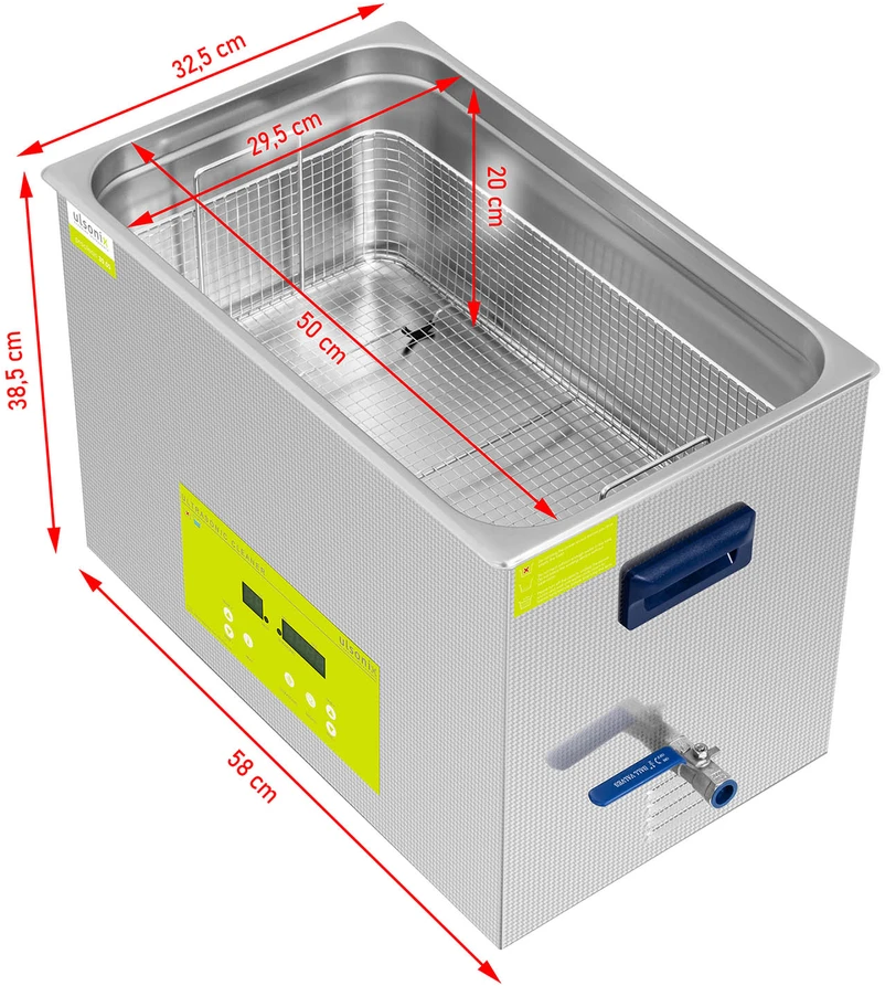 Ultragarsinė valymo vonelė su LED ekranu 30 l 600 W