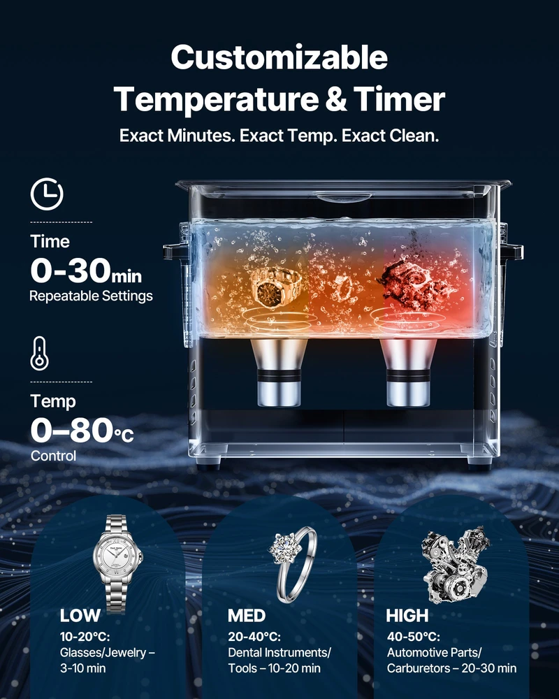 Ultragarsinis valiklis 6 L talpos nerūdijančio plieno su skaitmeniniu ekranu