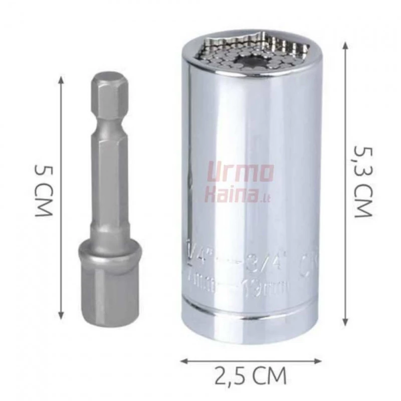 Universali galvutė ratų slapukams 7-19 mm (1/4 - 3/4'')
