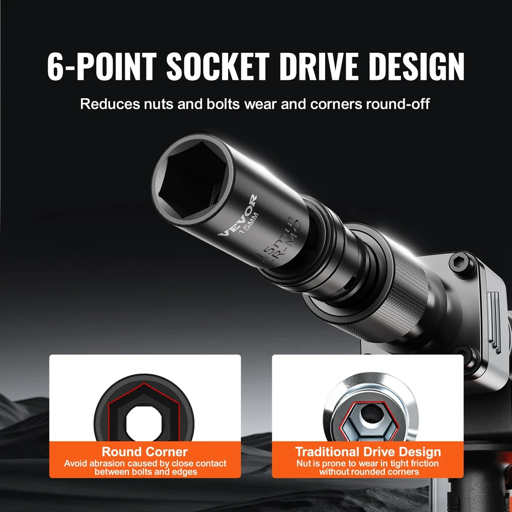 Universalus besisukantis galvučių komplektas 14 vnt. adapteris 635-952 mm