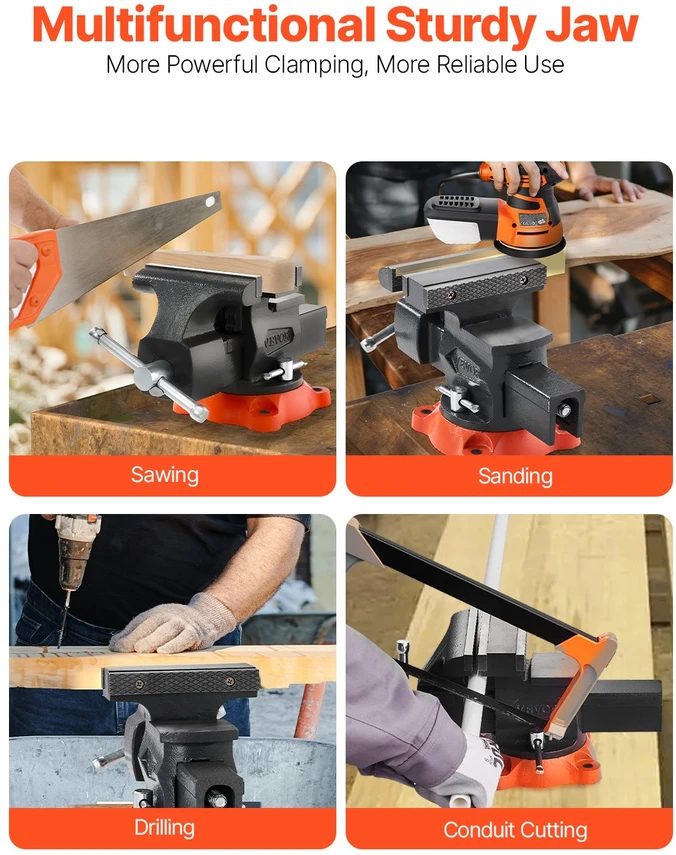 Universalus spaustuvas maks. atvėrimas 140mm 360° besisukantis pagrindas