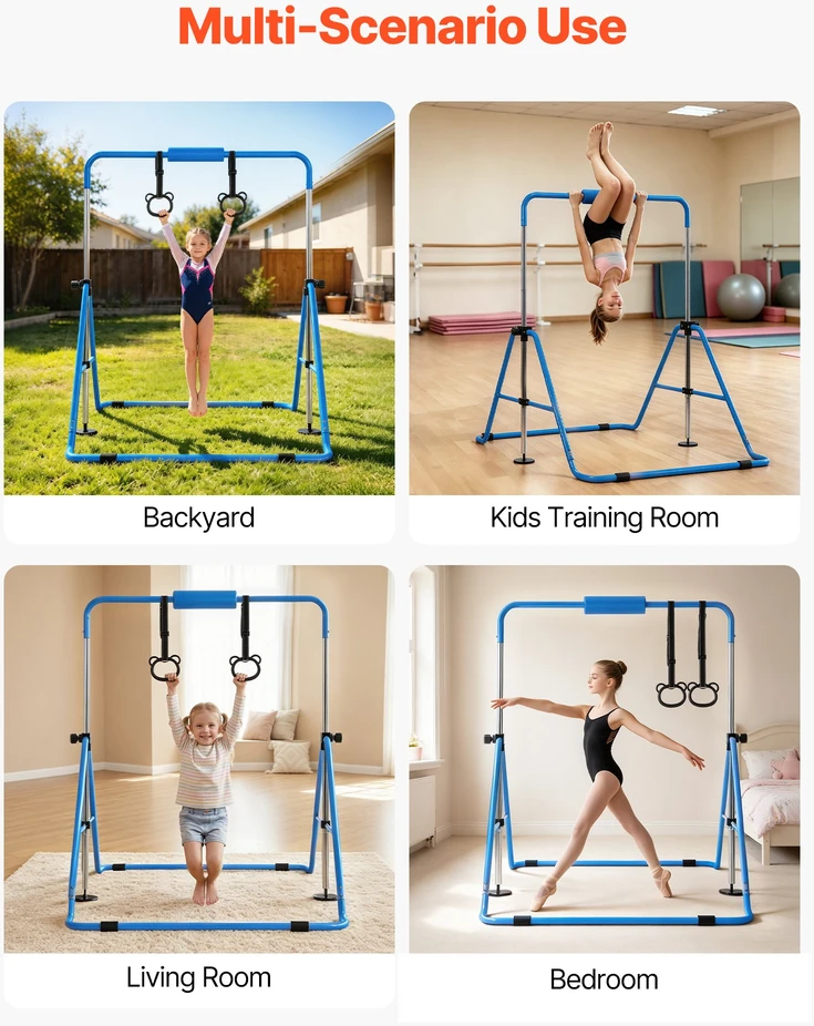 Vaikiška gimnastikos skersinė. apkrova 63.5kg. 1500x1080x1350 mm. 3-8 metų vaikams. mėlyna