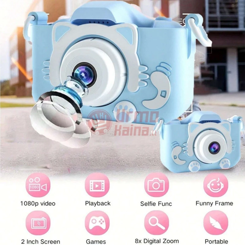 Vaikiškas fotoaparatas BERIMAX 5LW-7PF pridėta 32GB SD kortelė