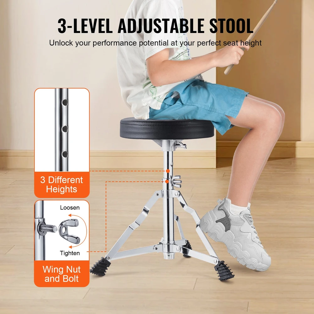 Vaikiškas mušamųjų instrumentų komplektas. 3 dalys. juodas. 355.6 mm