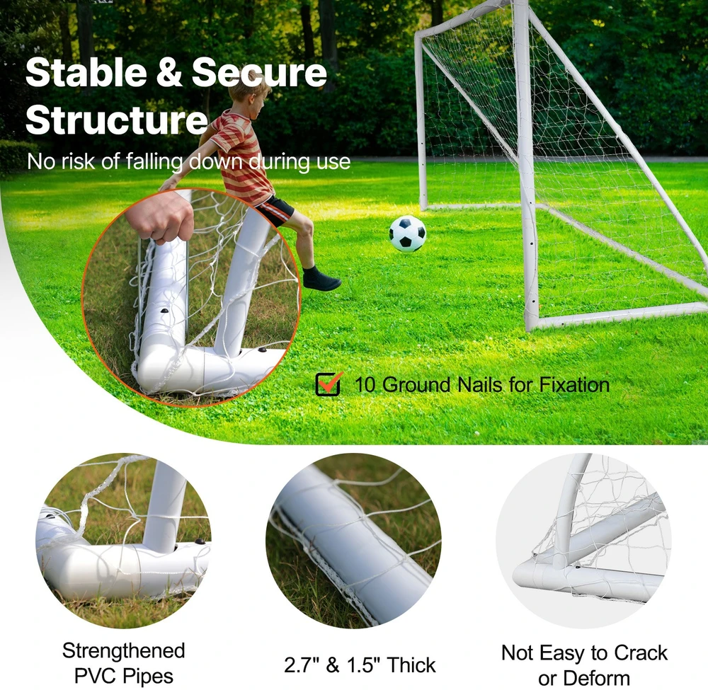 Vaikiški pop-up futbolo vartai 371x121.5x183 cm. nešiojami. PVC/PE karkaso. treniruotėms kieme ir sode