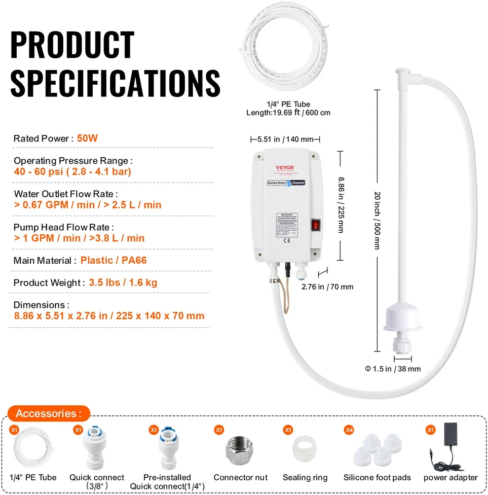 Vandens iš buteliuko pumpavimo siurblys. 35 W. debitas 3.78 l/min. 40 PSI