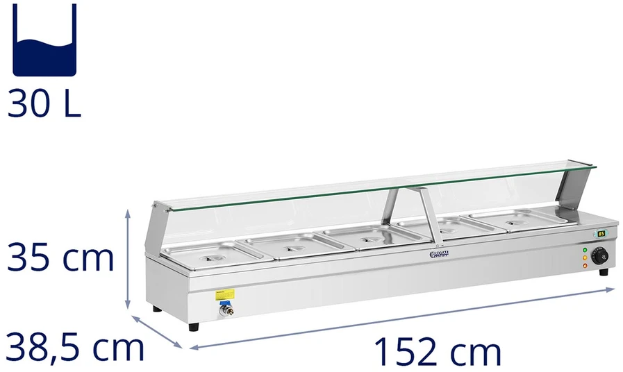 Vandens šildytuvas 2200W 30L + 5x GN1/2 indai nerūdijantis plienas