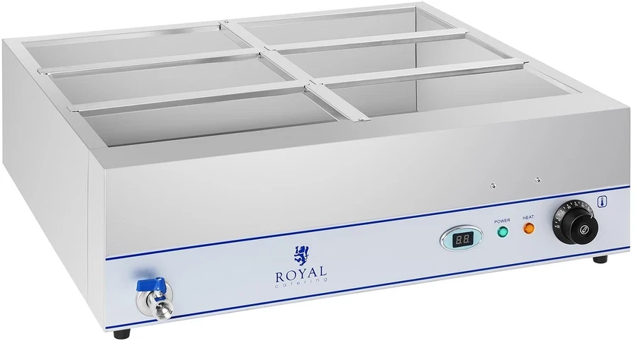 Vandens šildytuvas su kranu 6 x GN 1/3 2000W 230V, nerūdijantis plienas