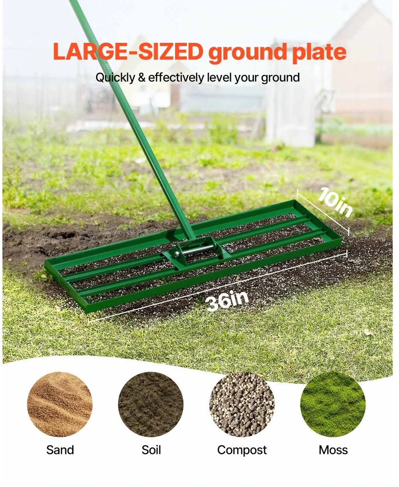 Vejos lyginimo grėblys plotas 91x25 cm plieninė rankena 198 cm aliuminio lydinio plokštė