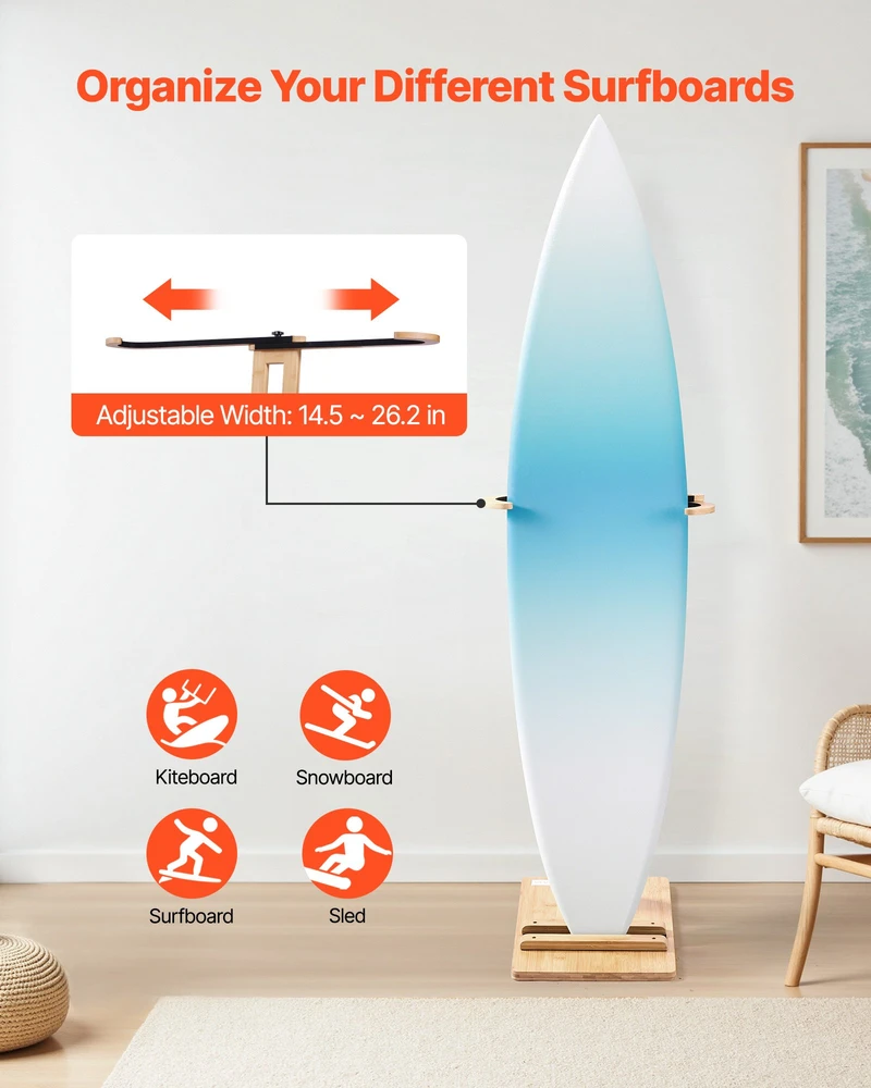 Vertikalus banglenčių stovas. reguliuojamas 370-665 mm. su kamštine minkšta danga