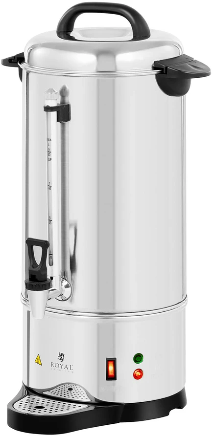 Virimo aparatas Elektrinis kavos ir arbatos virimo aparatas su kraneliu ir lašų padėklu. 1200 W. 9 L