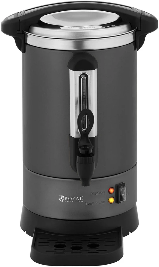 Virimo aparatas Pilkas kavos ir arbatos virimo aparatas su kraneliu ir padėklu 6 l 950 W juodas