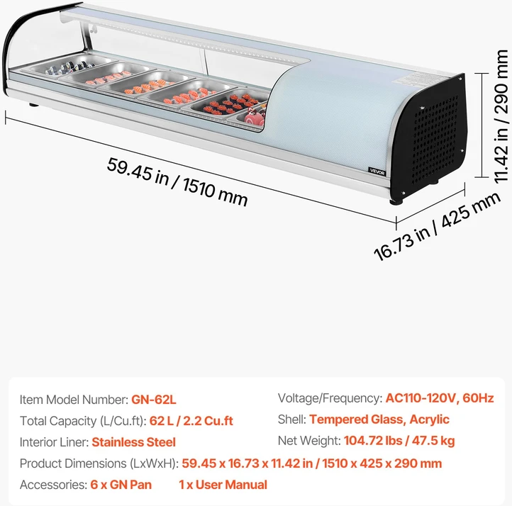 Virtuvės ir maitinimo įranga talpa 62 l