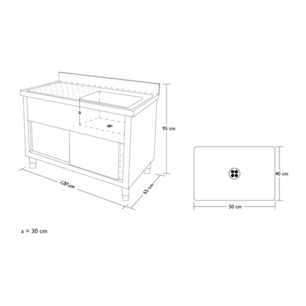 Virtuvės plautuvė su spintele 120 cm