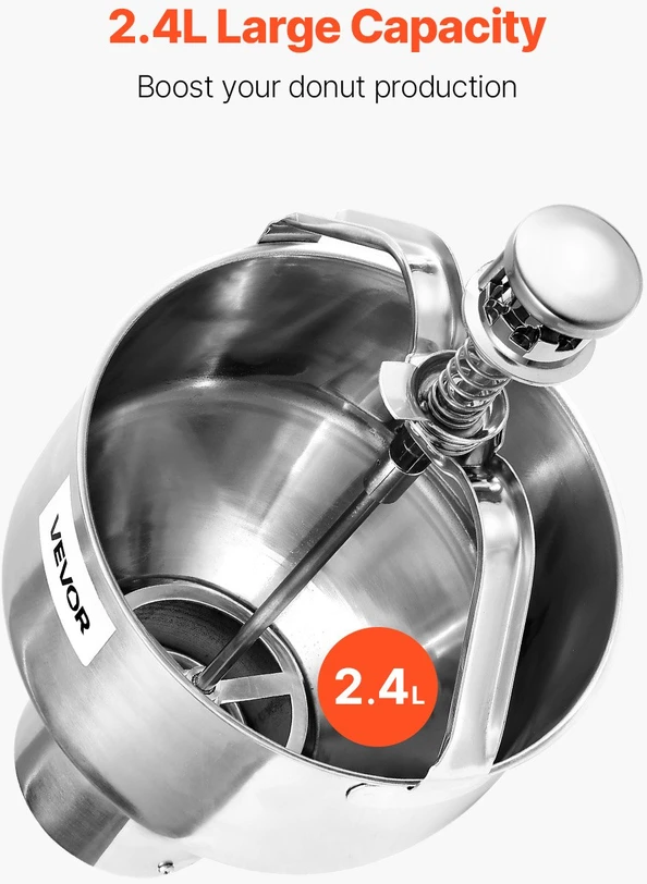 Virtuvinis kombainas Spurgų tešlos dozatorius. talpa 2.4 l. nerūdijantis plienas. 6 storio nustatymai
