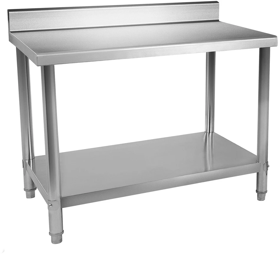 Virtuvinis stalas su nerūdijančio plieno stalviršiu ir apatine lentyna 120x60 cm